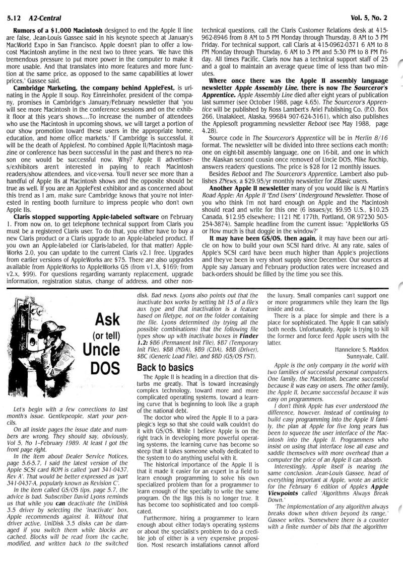 A2 Central 1989 03 March 1989 Vol 5 No 2 — page 4