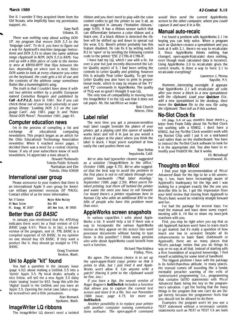 A2 Central 1989 03 March 1989 Vol 5 No 2 — page 7