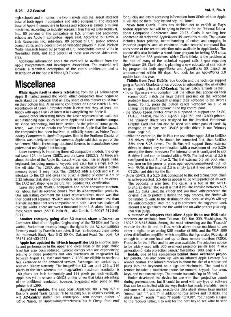 A2 Central 1989 05 May 1989 Vol 5 No 4 — page 2