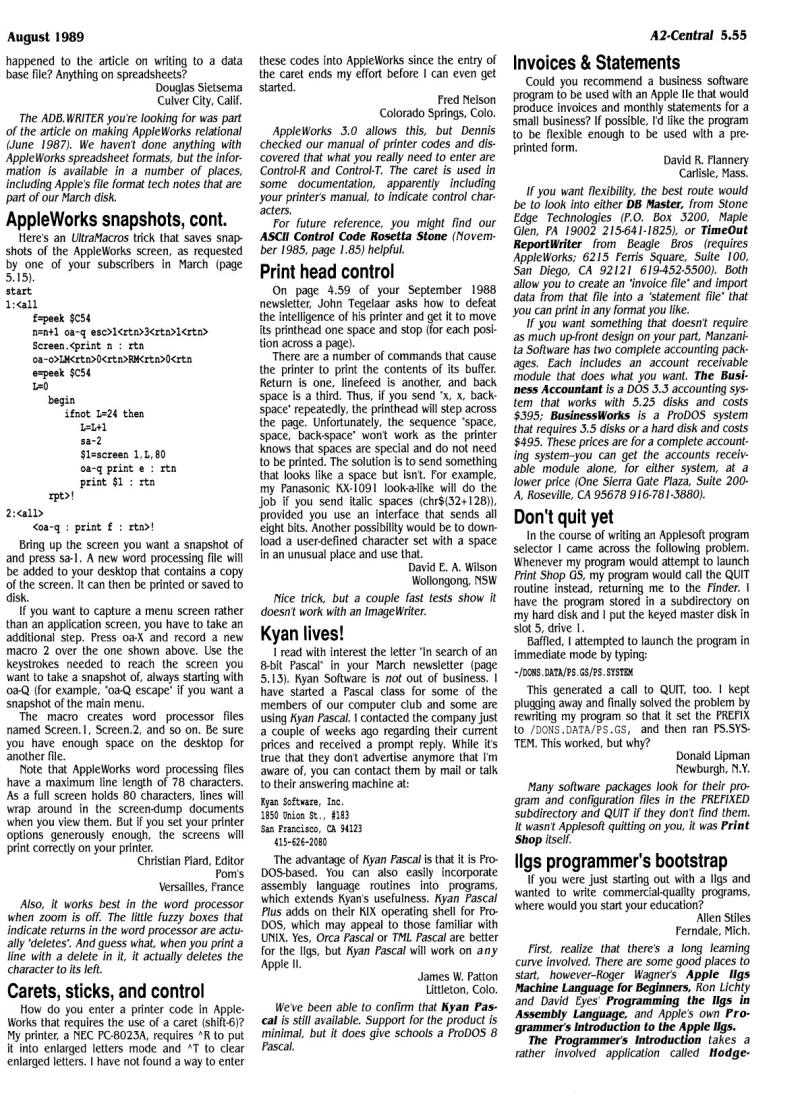 A2 Central 1989 08 August 1989 Vol 5 No 7 — page 7
