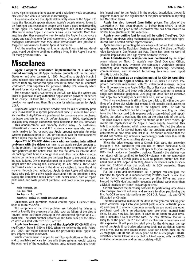 A2 Central 1990 04 April 1990 Vol 6 No 3 — page 2