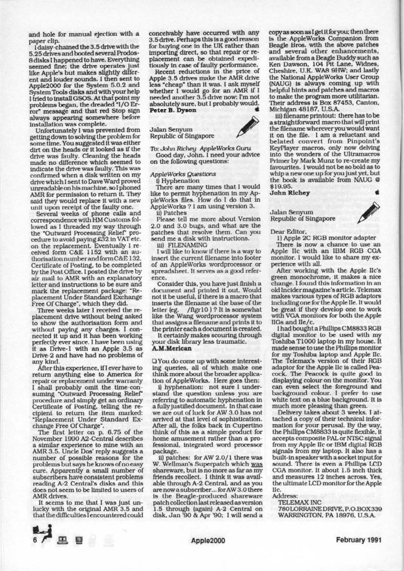 Apple 2000 Vol 6 No. 1 1991 02 BASUG GB — page 8