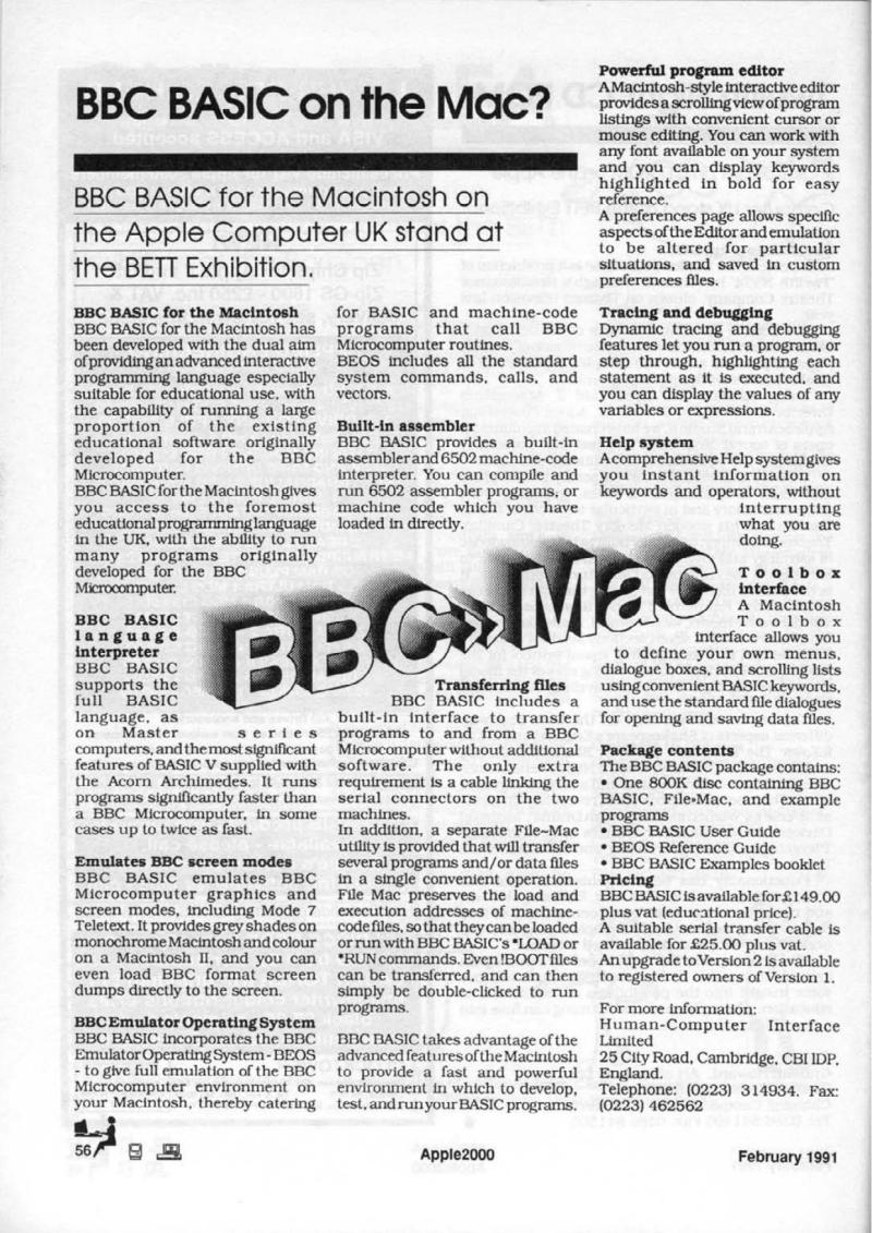 Apple 2000 Vol 6 No. 1 1991 02 BASUG GB — page 58
