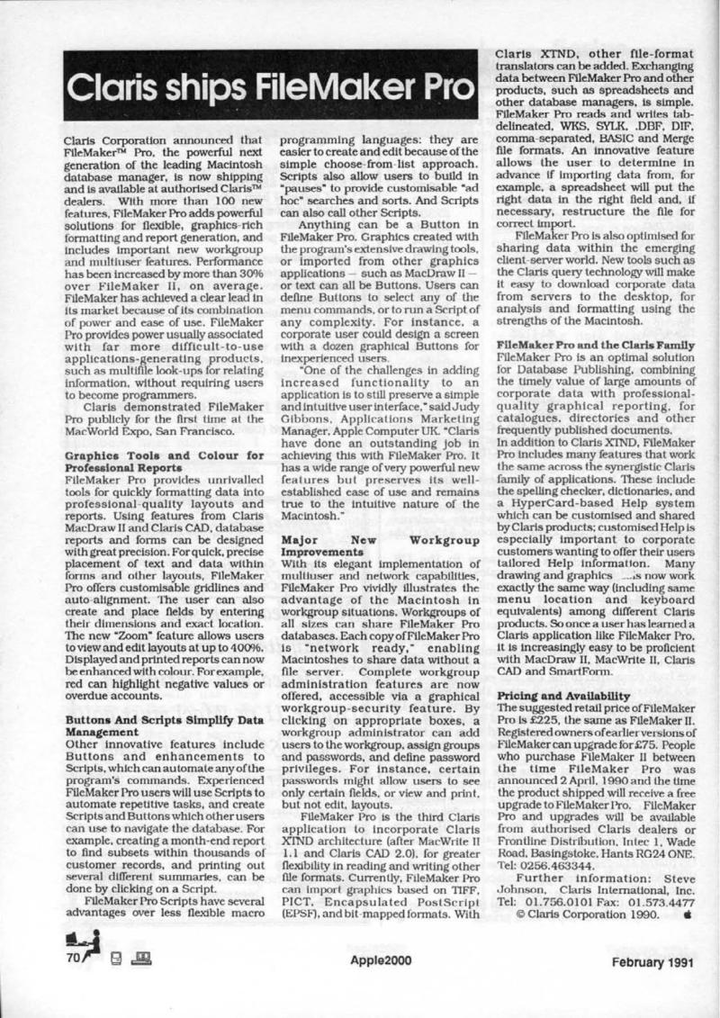 Apple 2000 Vol 6 No. 1 1991 02 BASUG GB — page 72