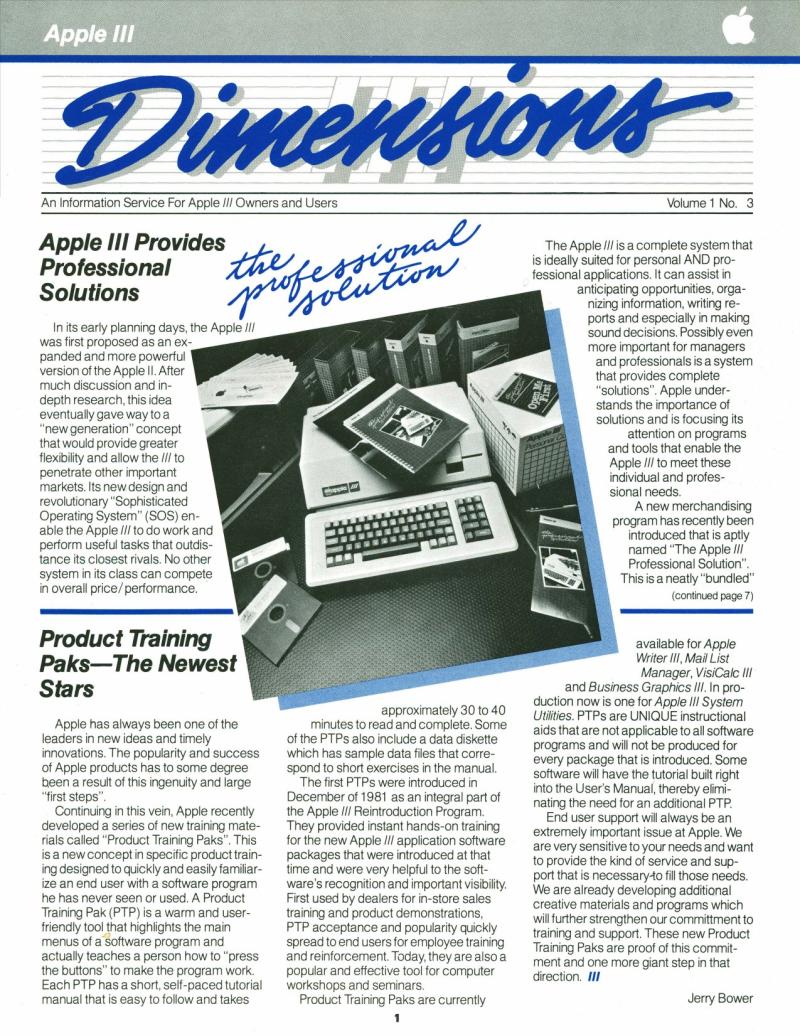 Apple III Dimensions v1n3 — page 1