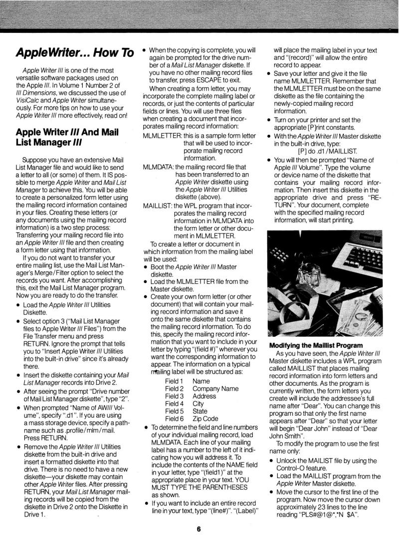 Apple III Dimensions Volume 1 Number 4 1982 09 Apple US — page 6