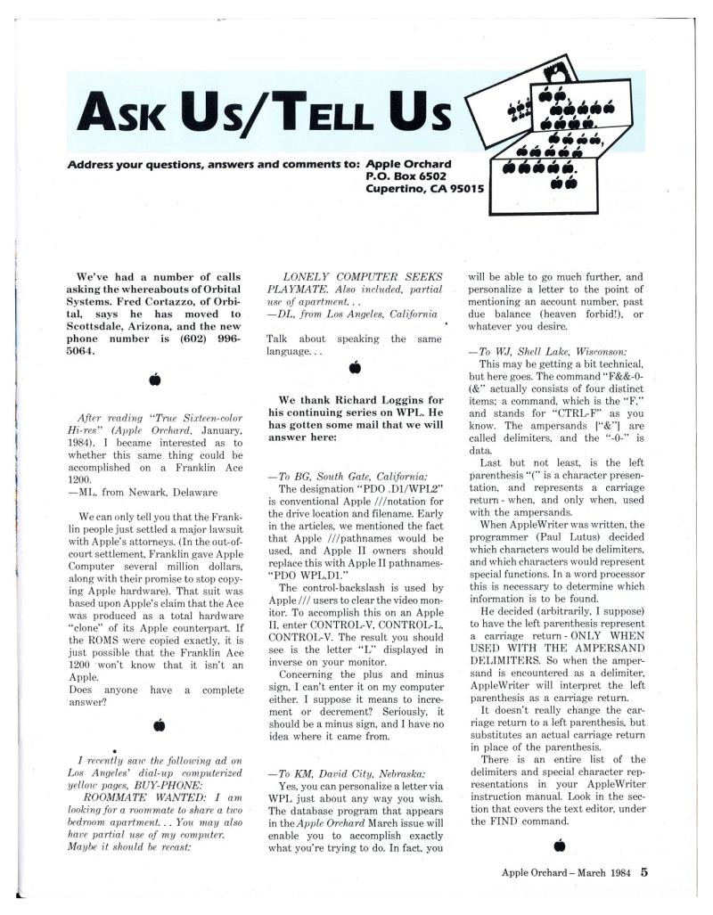 Apple Orchard v5n3 1984 Mar — page 7