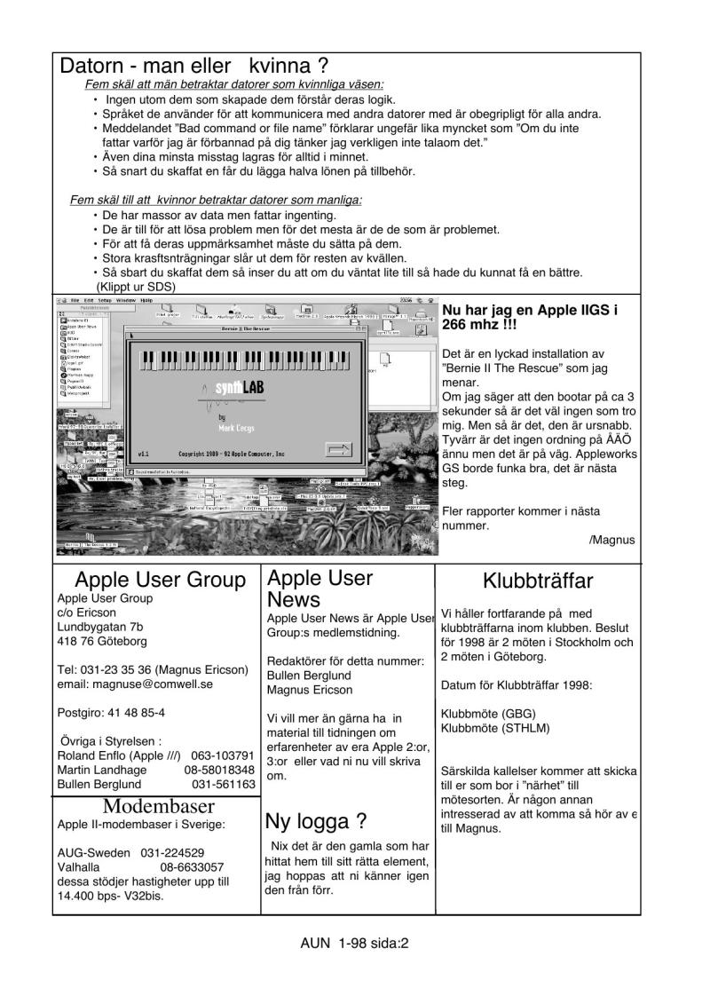 Apple User News 1 98 — page 2