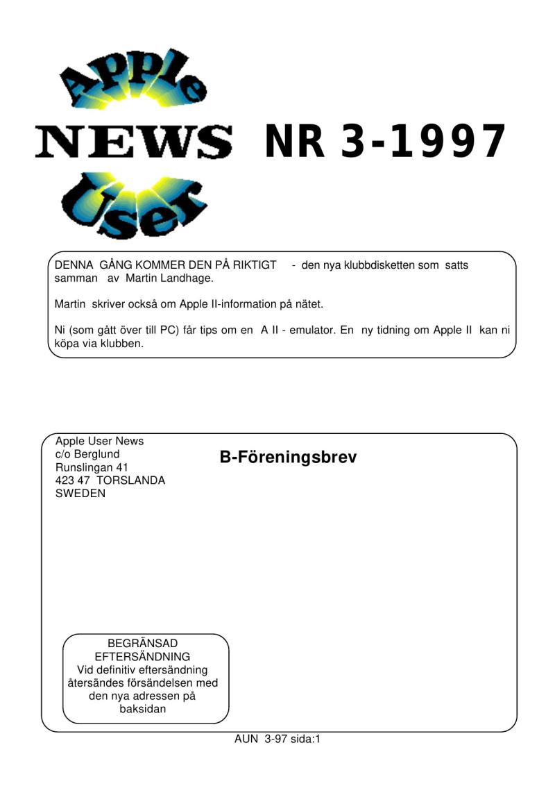 Apple User News 3 97 — page 1