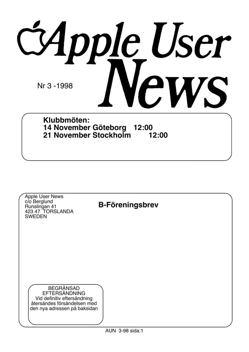 Apple User News 3 98 — page 1