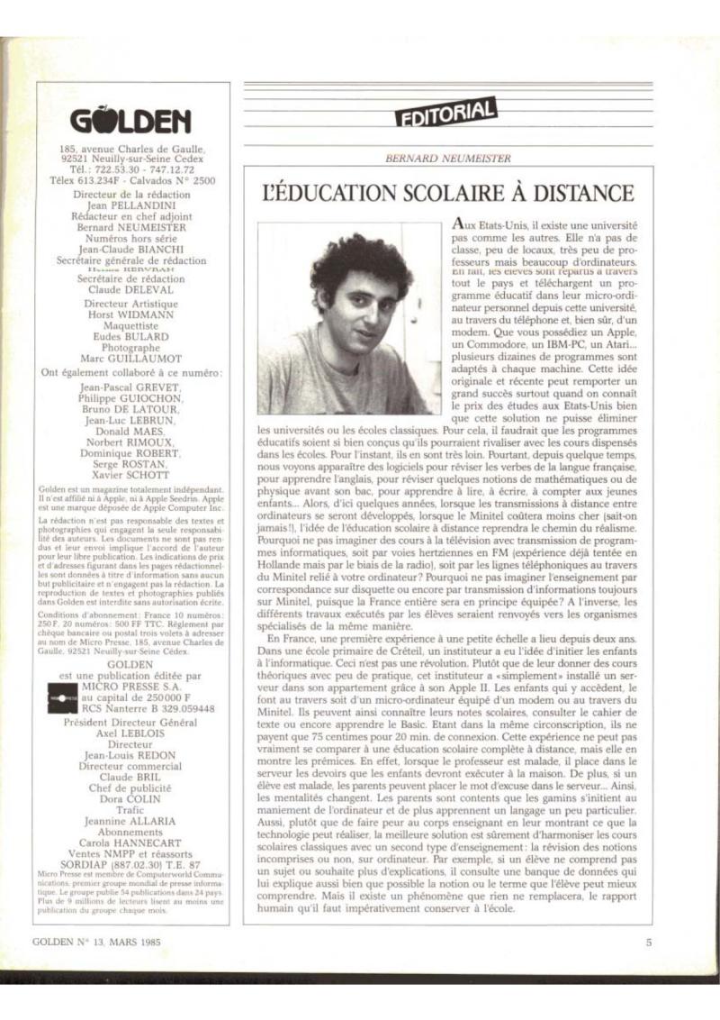 Golden Issue No 13 1985 03 IDG France FR — page 5
