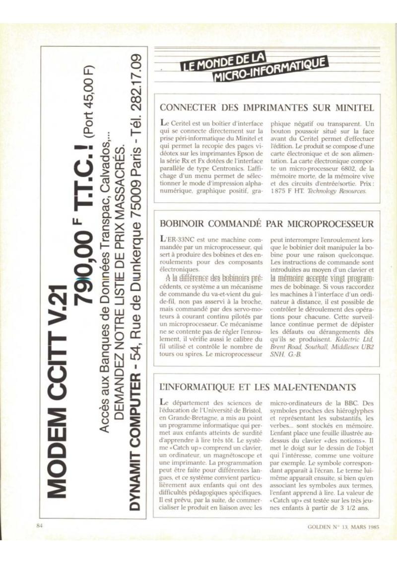 Golden Issue No 13 1985 03 IDG France FR — page 84