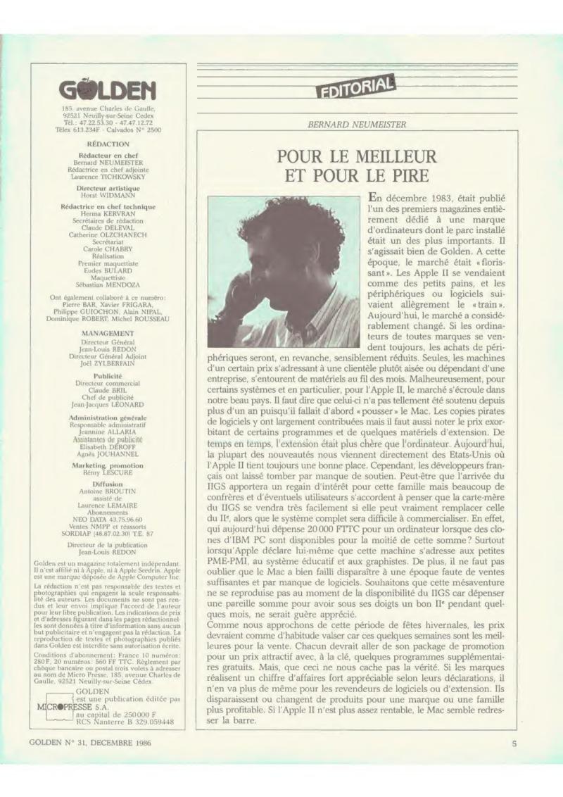 Golden Issue No 31 1986 12 IDG France FR — page 5
