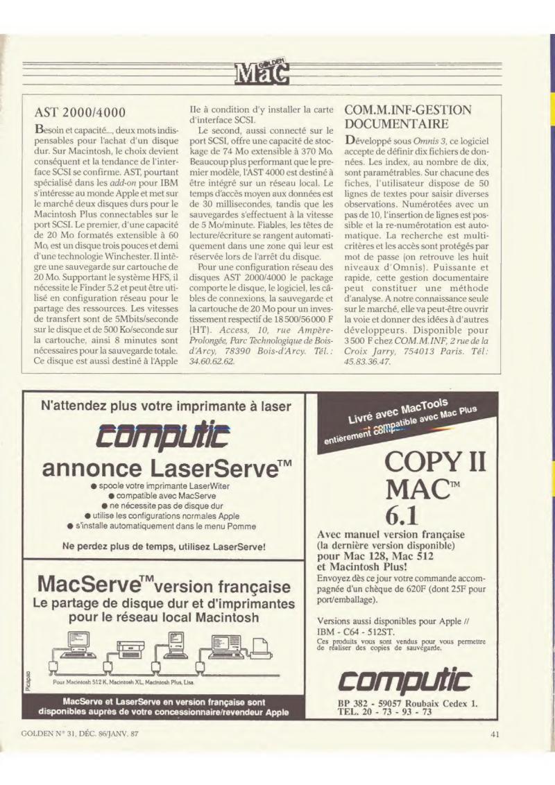 Golden Issue No 31 1986 12 IDG France FR — page 41