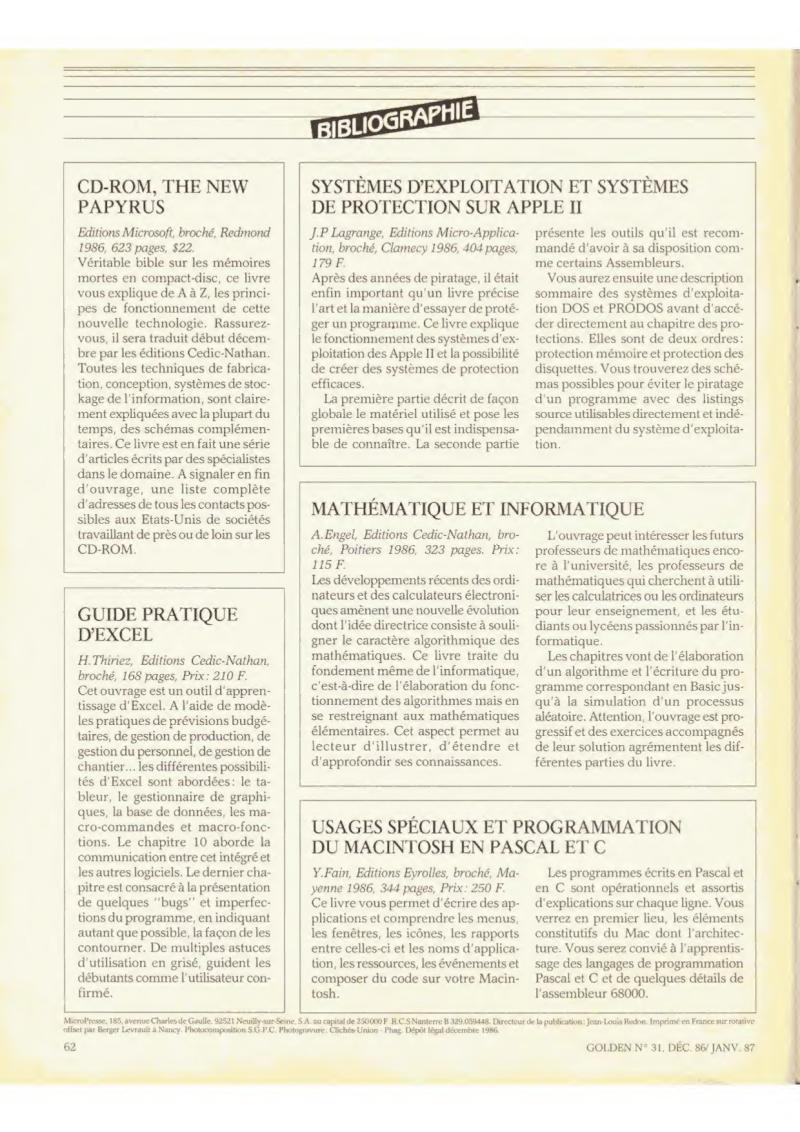 Golden Issue No 31 1986 12 IDG France FR — page 62