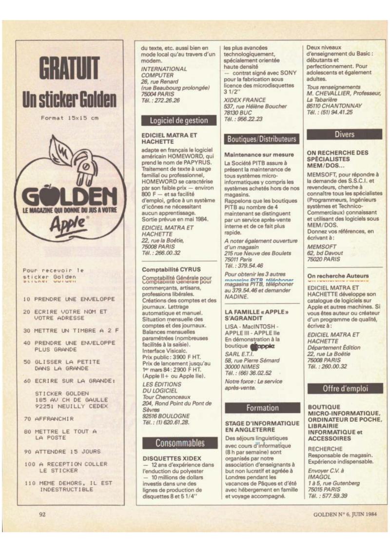 Golden Issue No 6 1984 06 IDG France FR — page 92