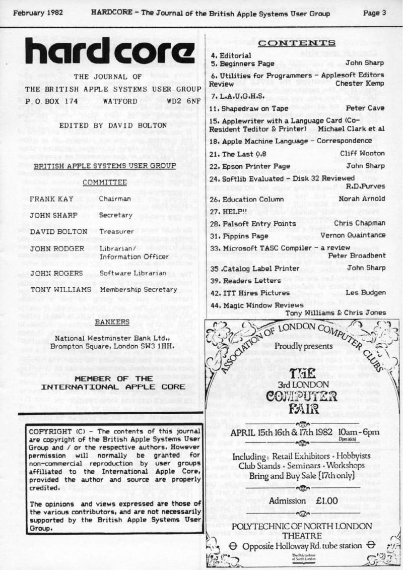 Hardcore Volume 2 No. 1 1982 02 BASUG GB — page 3
