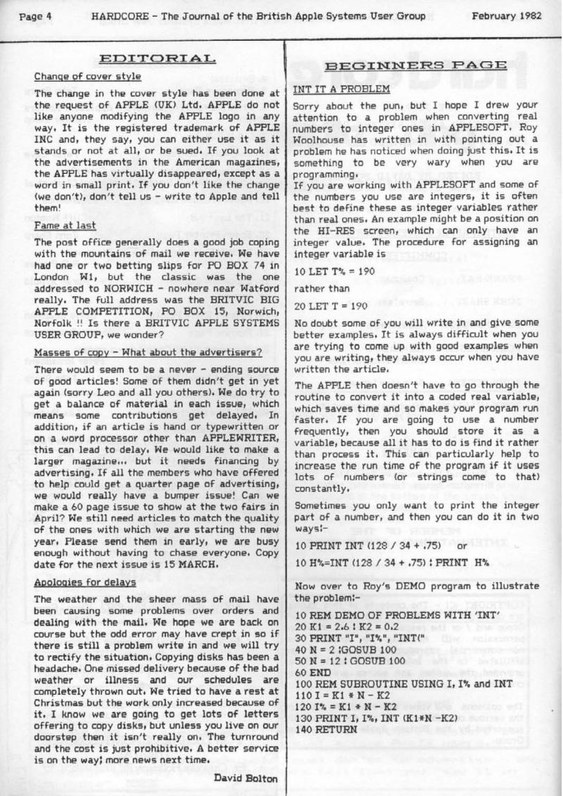 Hardcore Volume 2 No. 1 1982 02 BASUG GB — page 4