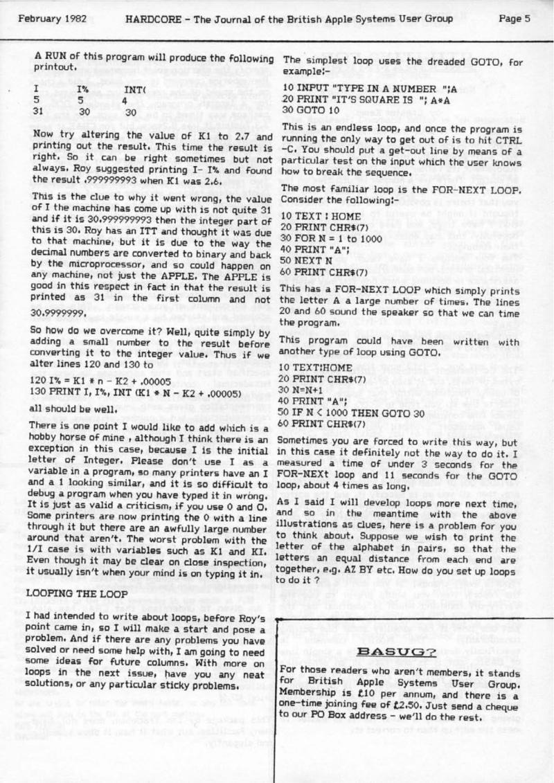 Hardcore Volume 2 No. 1 1982 02 BASUG GB — page 5
