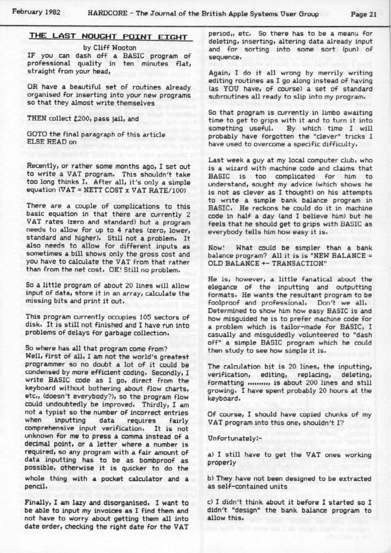Hardcore Volume 2 No. 1 1982 02 BASUG GB — page 21