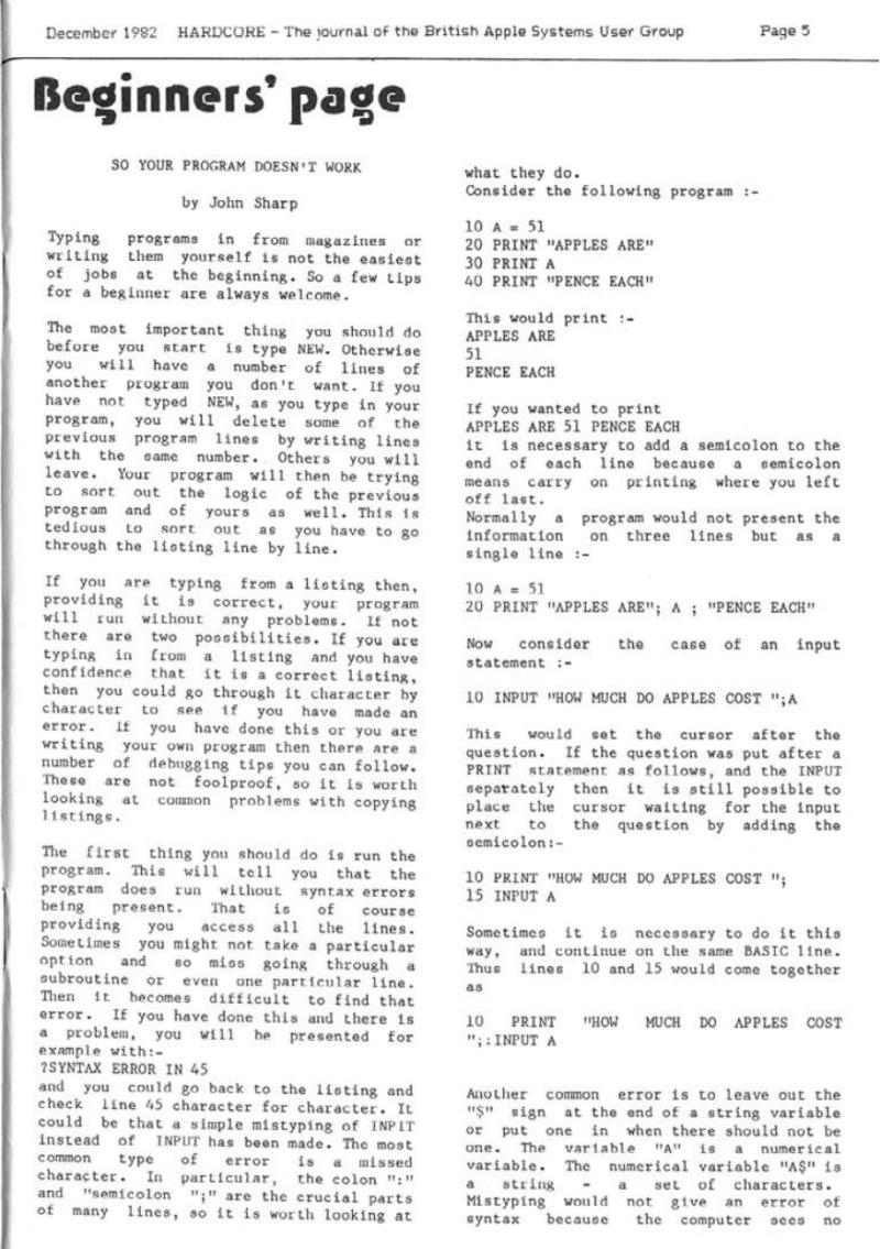 Hardcore Volume 2 No. 6 1982 12 BASUG GB — page 5