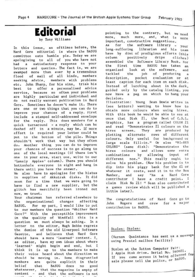 Hardcore Volume 3 No. 1 1983 02 BASUG GB — page 4