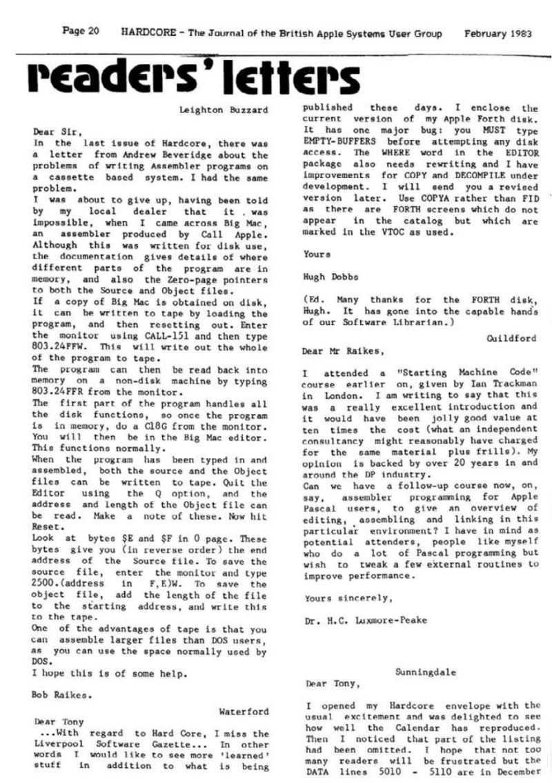 Hardcore Volume 3 No. 1 1983 02 BASUG GB — page 20