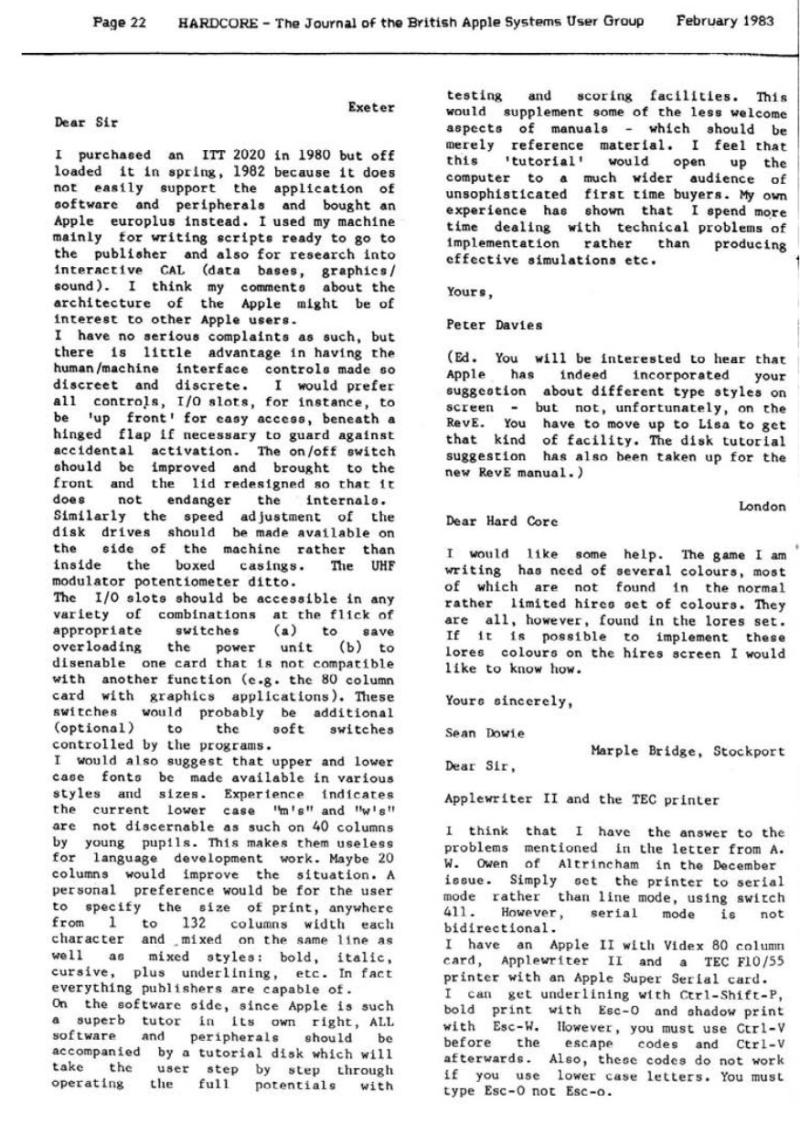 Hardcore Volume 3 No. 1 1983 02 BASUG GB — page 22