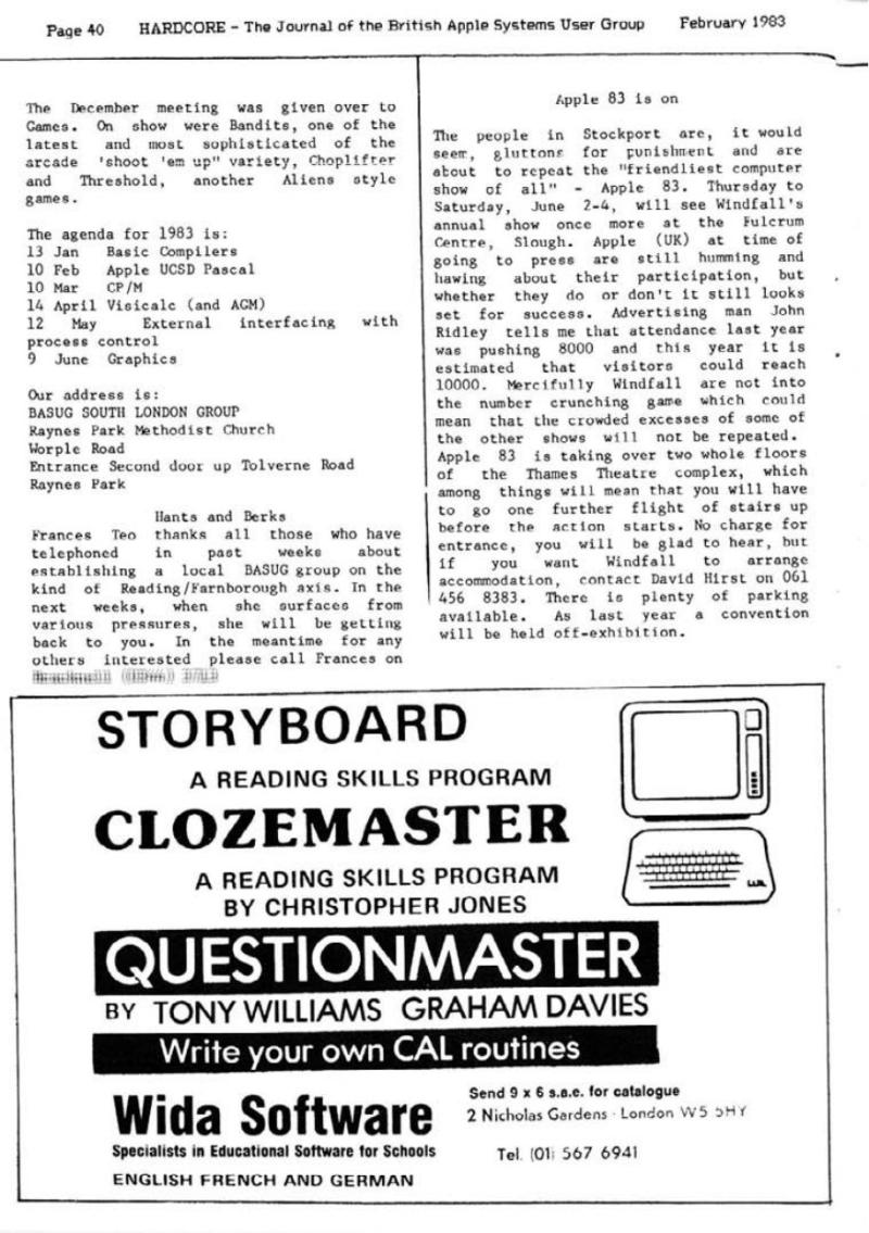 Hardcore Volume 3 No. 1 1983 02 BASUG GB — page 40