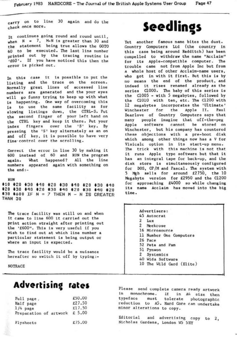 Hardcore Volume 3 No. 1 1983 02 BASUG GB — page 47
