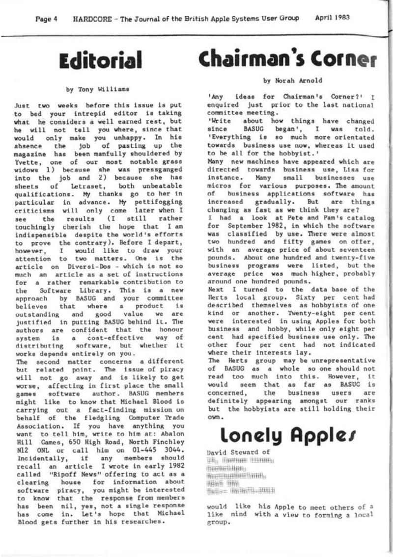 Hardcore Volume 3 No. 2 1983 04 BASUG GB — page 4