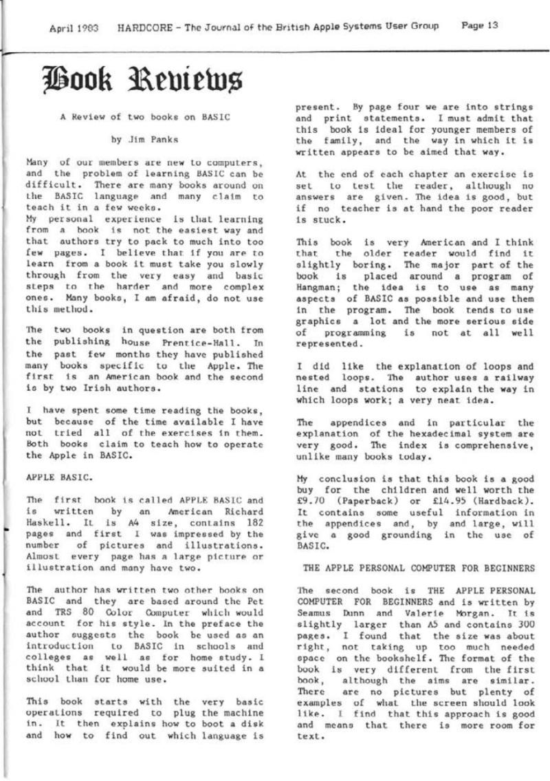 Hardcore Volume 3 No. 2 1983 04 BASUG GB — page 13