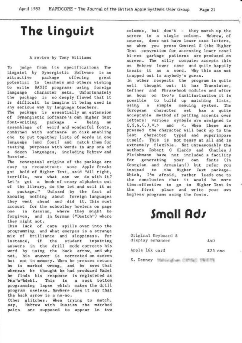 Hardcore Volume 3 No. 2 1983 04 BASUG GB — page 21