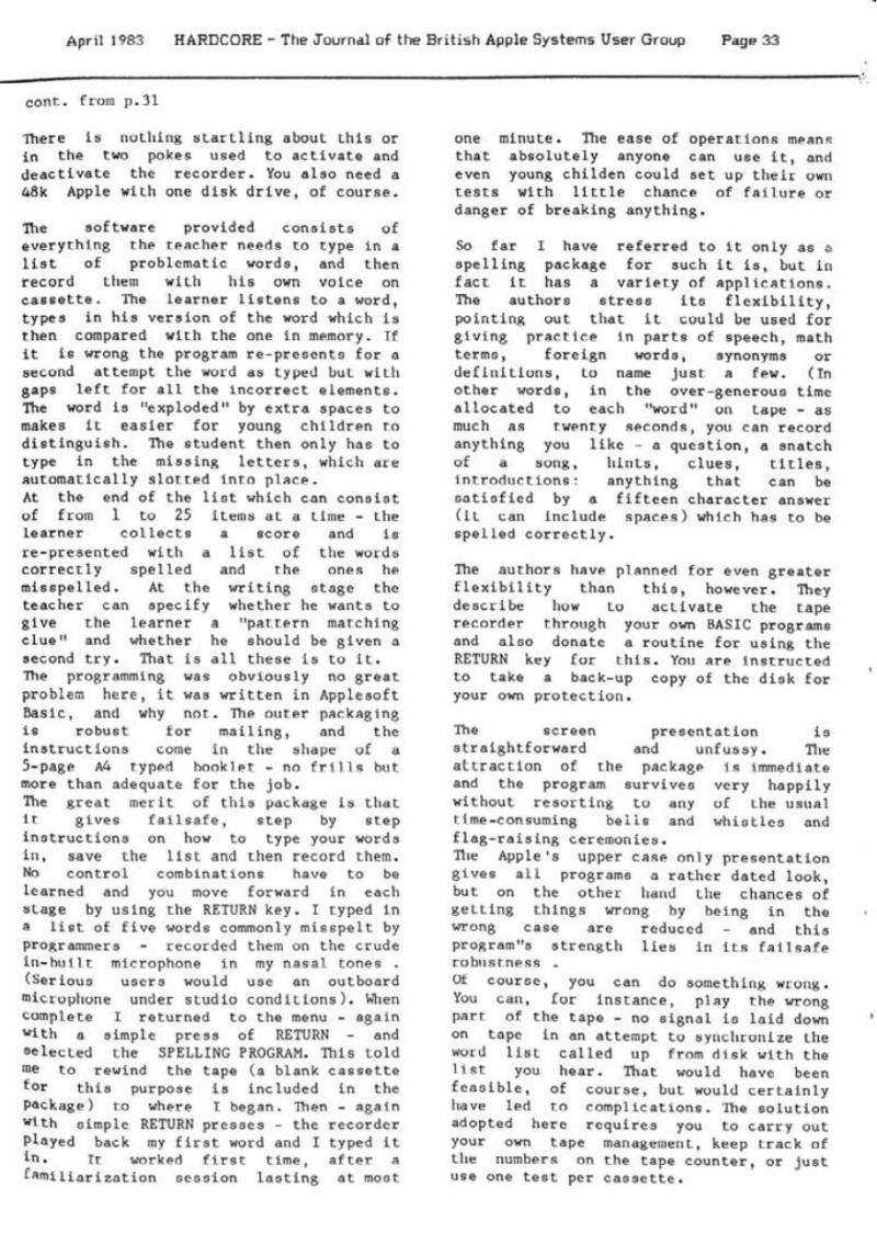 Hardcore Volume 3 No. 2 1983 04 BASUG GB — page 33