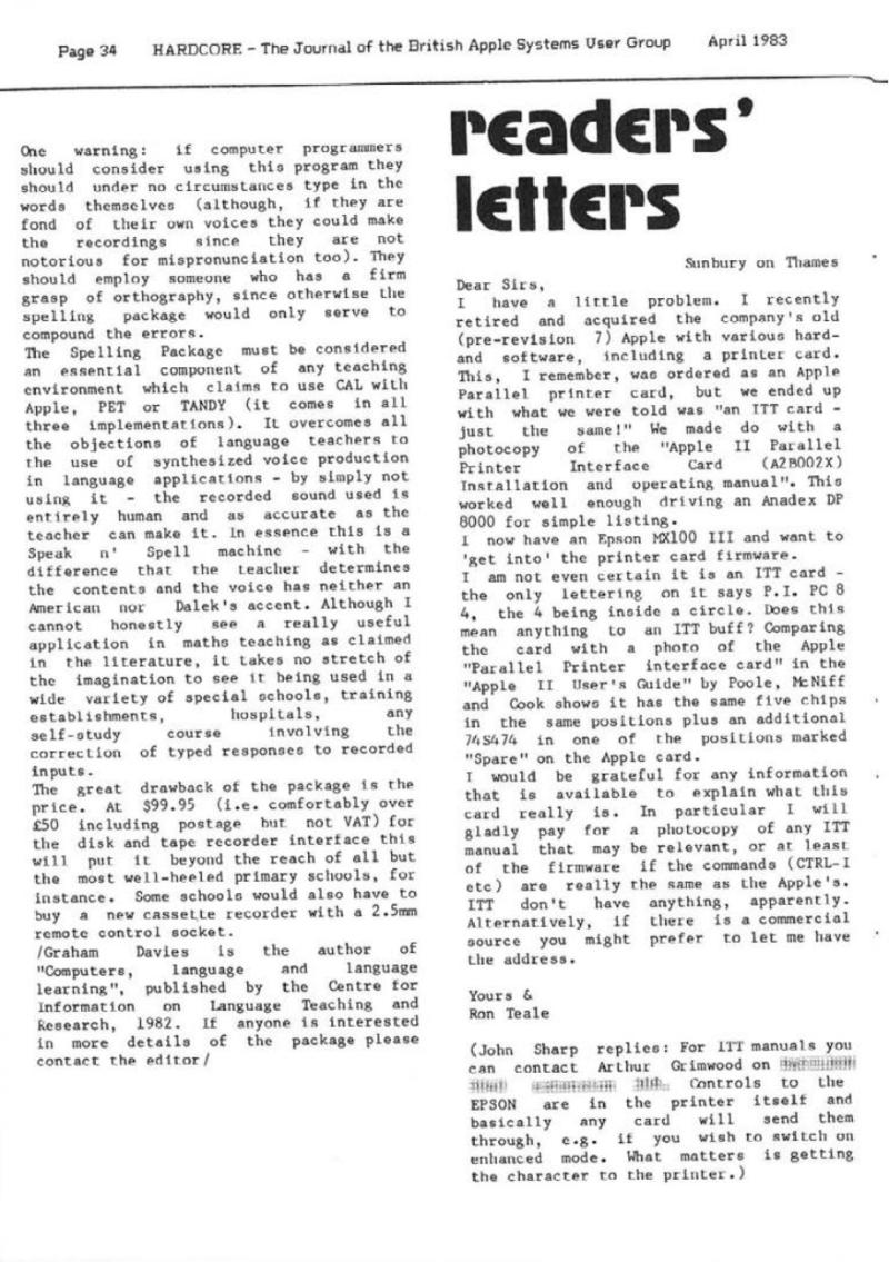 Hardcore Volume 3 No. 2 1983 04 BASUG GB — page 34