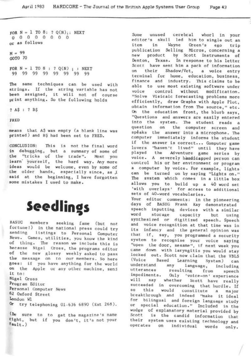 Hardcore Volume 3 No. 2 1983 04 BASUG GB — page 43