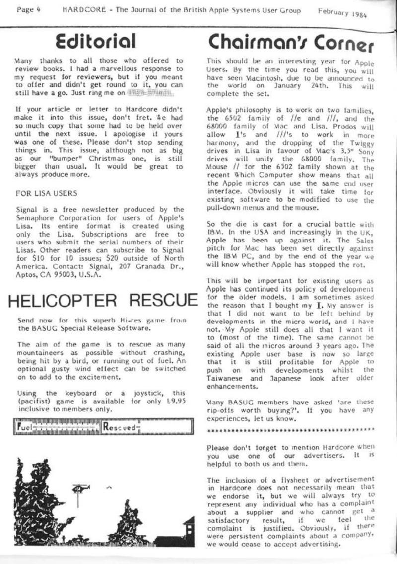 Hardcore Volume 4 No. 1 1984 02 BASUG GB — page 4