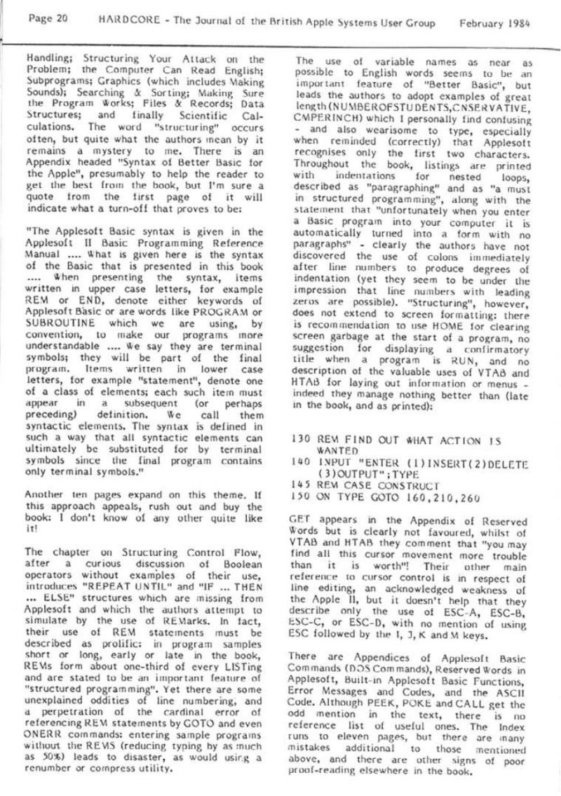 Hardcore Volume 4 No. 1 1984 02 BASUG GB — page 20
