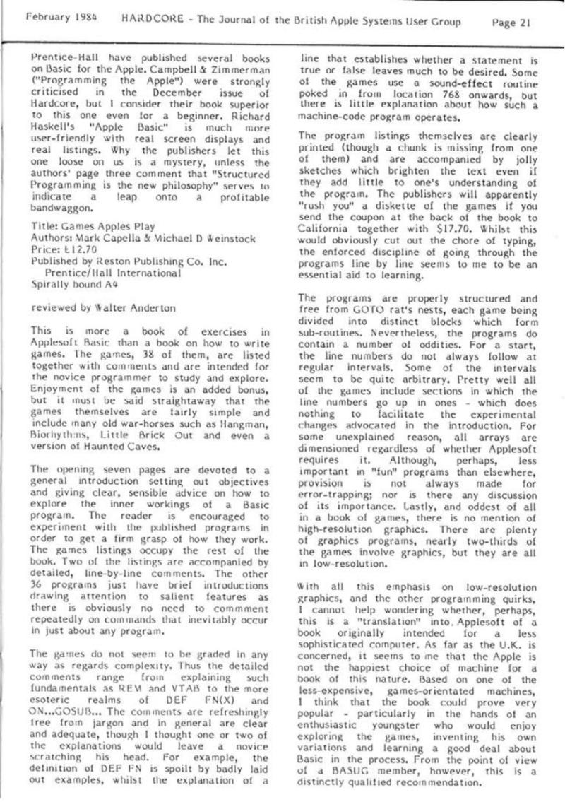 Hardcore Volume 4 No. 1 1984 02 BASUG GB — page 21