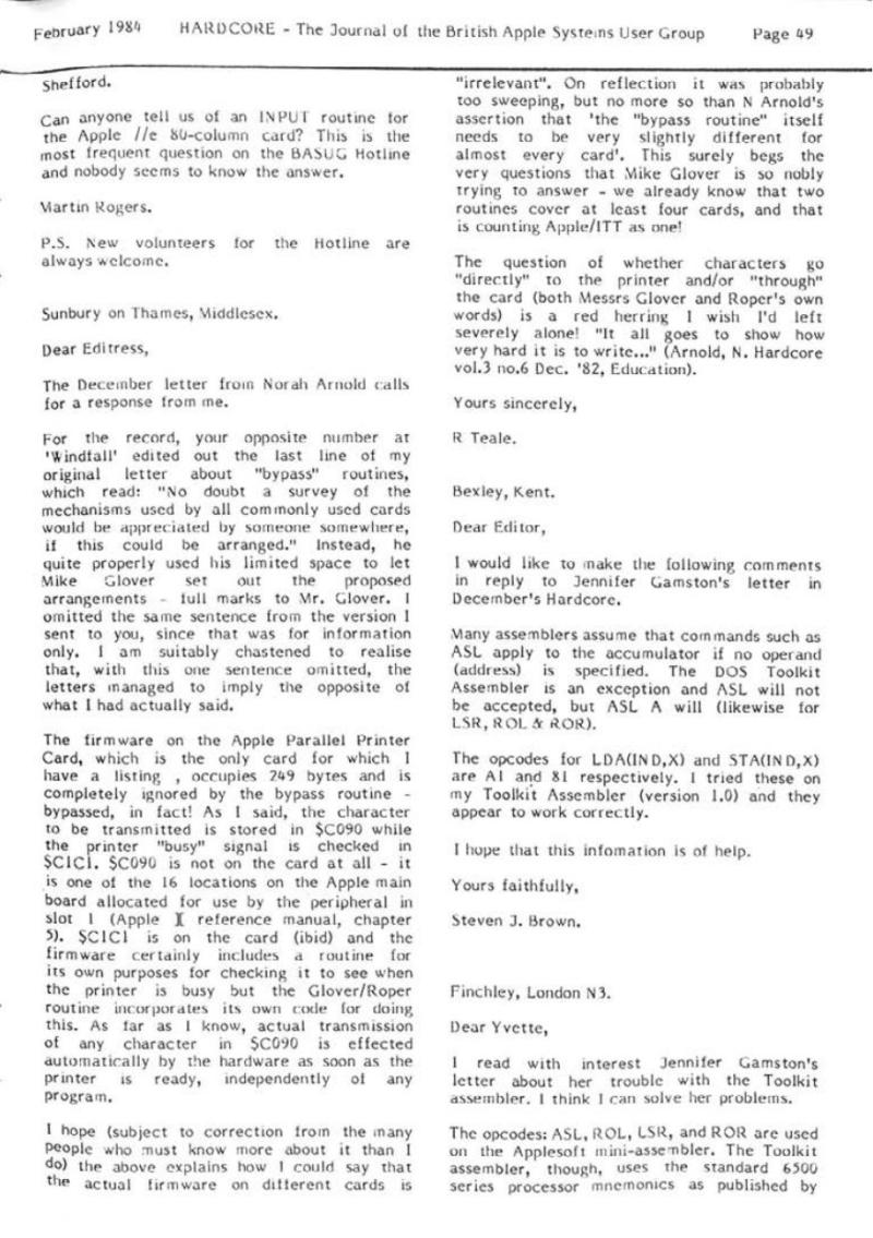 Hardcore Volume 4 No. 1 1984 02 BASUG GB — page 49
