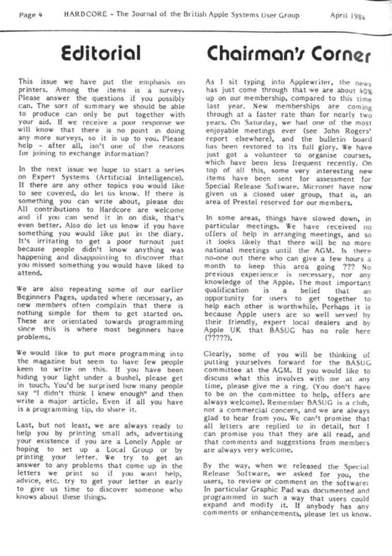 Hardcore Volume 4 No. 2 1984 04 BASUG GB — page 4