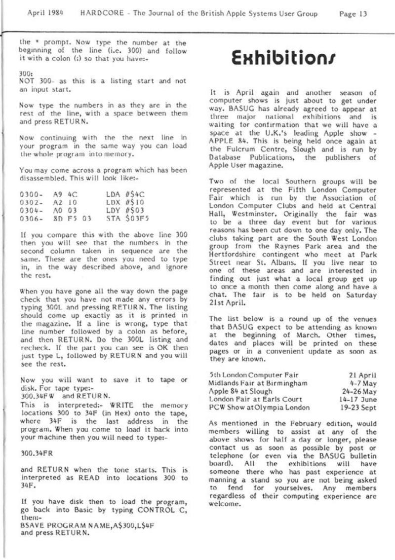 Hardcore Volume 4 No. 2 1984 04 BASUG GB — page 13
