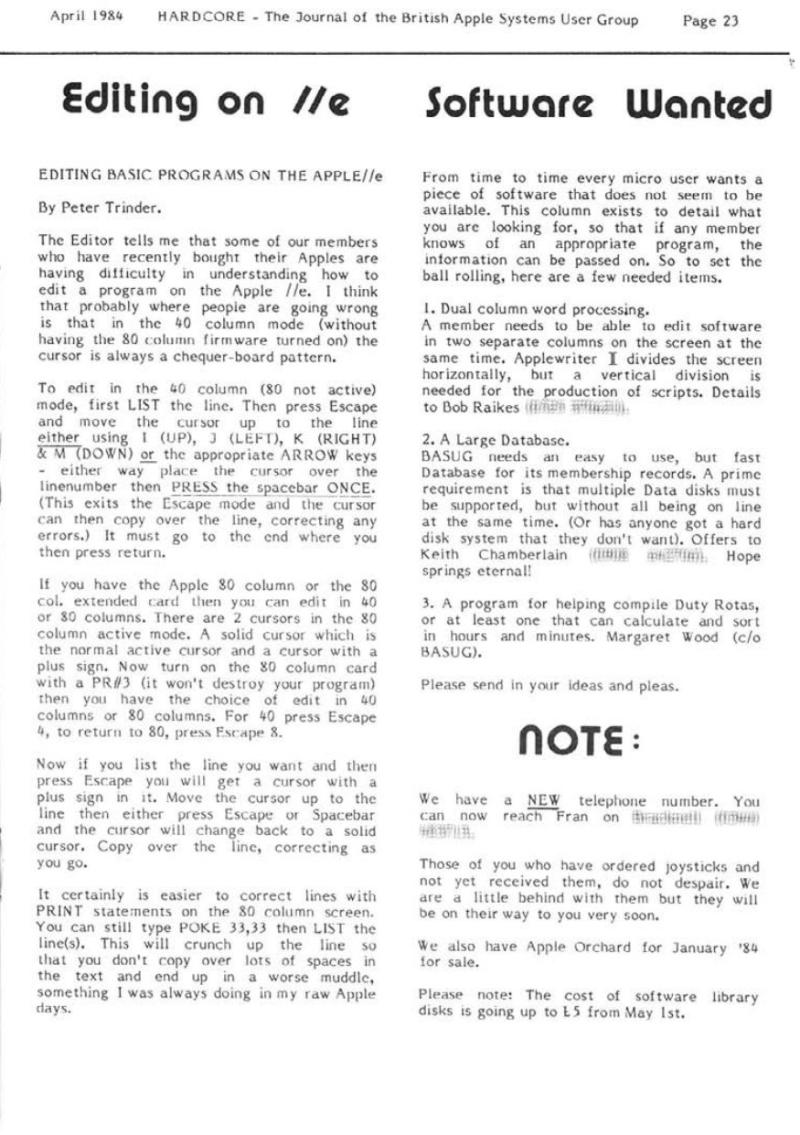 Hardcore Volume 4 No. 2 1984 04 BASUG GB — page 23