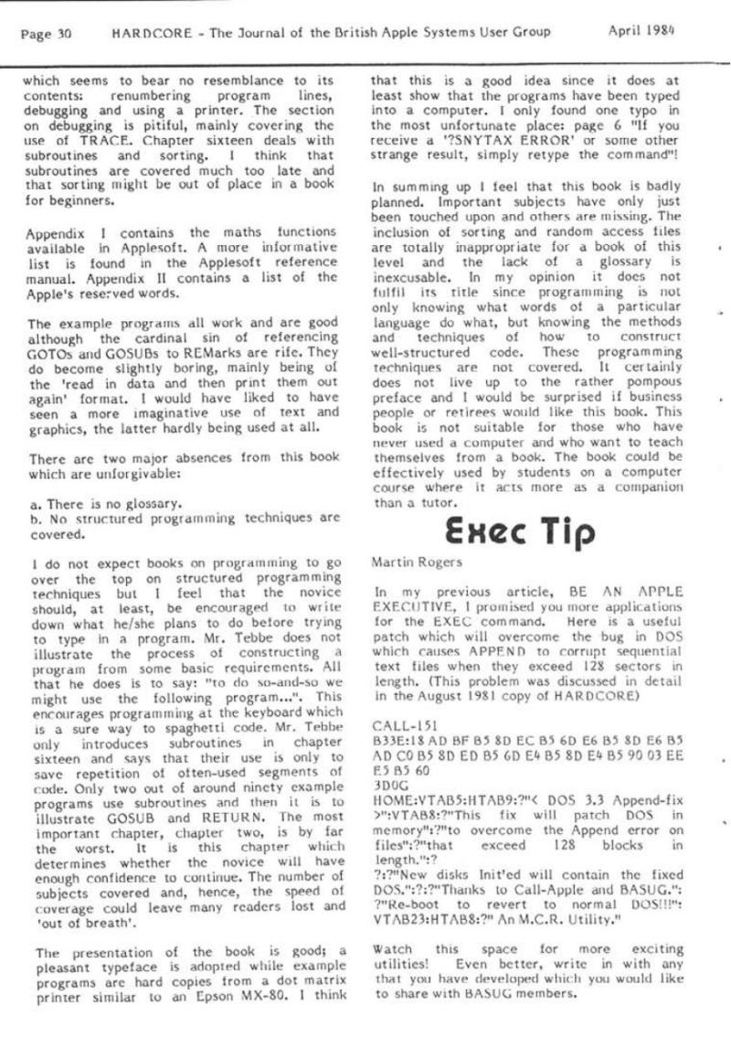 Hardcore Volume 4 No. 2 1984 04 BASUG GB — page 30