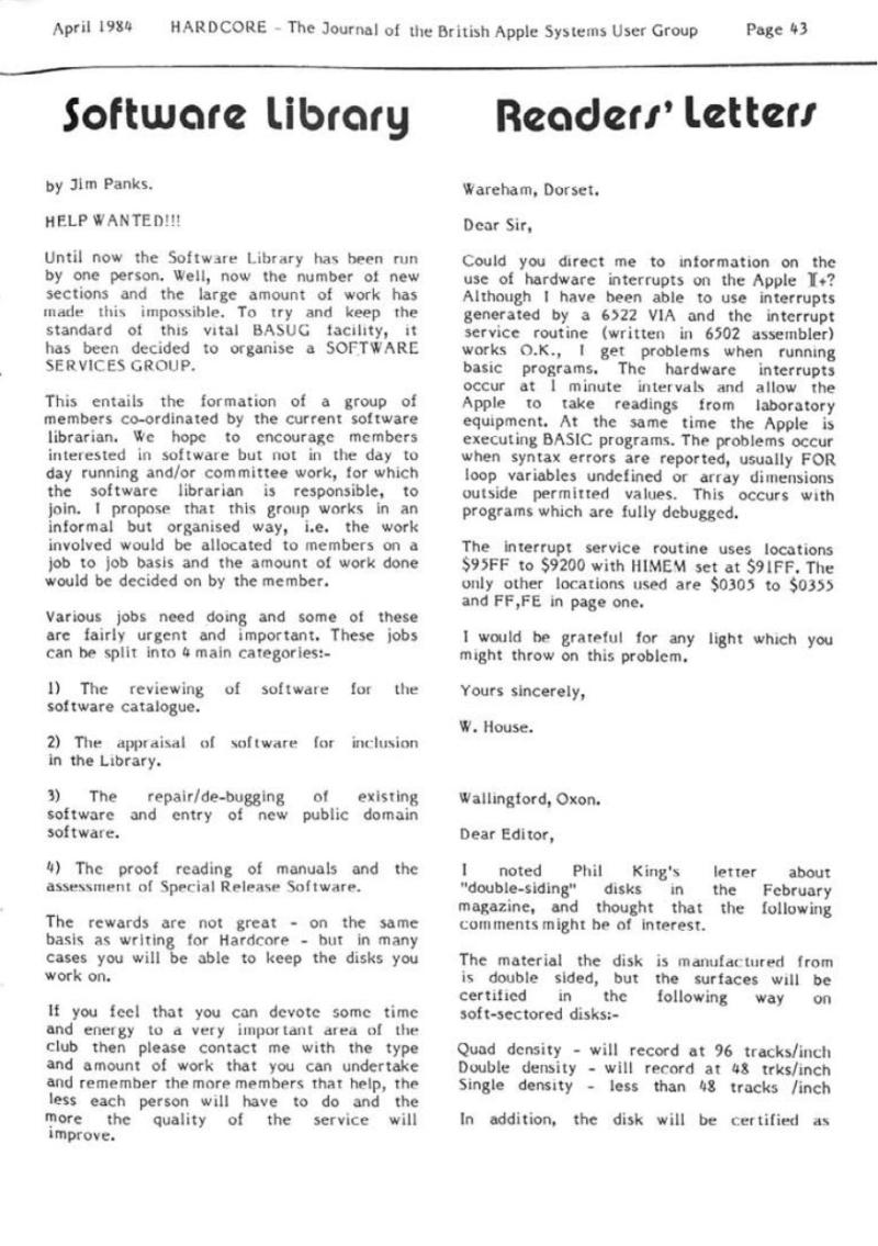 Hardcore Volume 4 No. 2 1984 04 BASUG GB — page 43