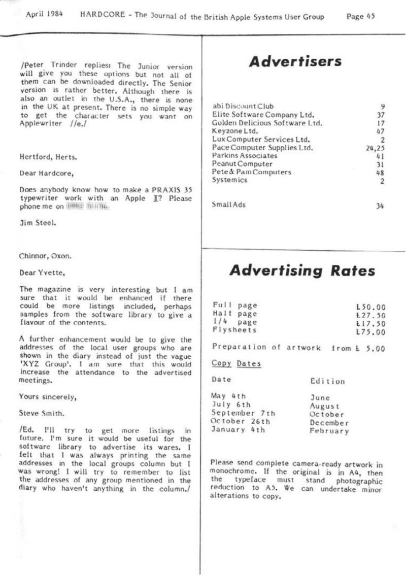 Hardcore Volume 4 No. 2 1984 04 BASUG GB — page 45