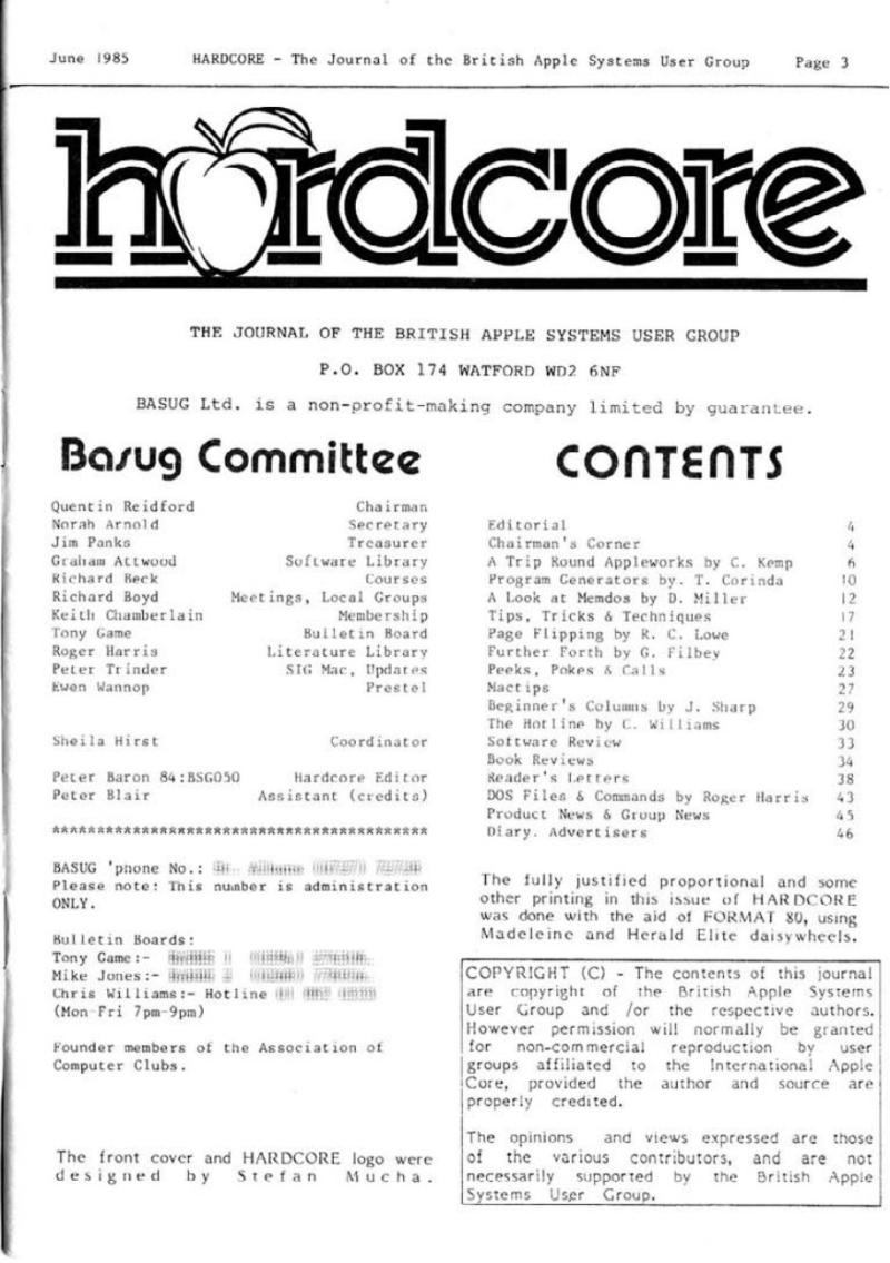 Hardcore Volume 5 No. 3 1985 06 BASUG GB — page 3