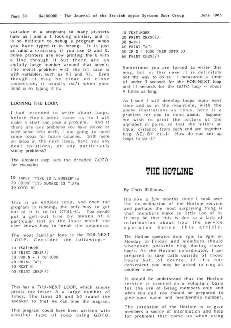 Hardcore Volume 5 No. 3 1985 06 BASUG GB — page 30