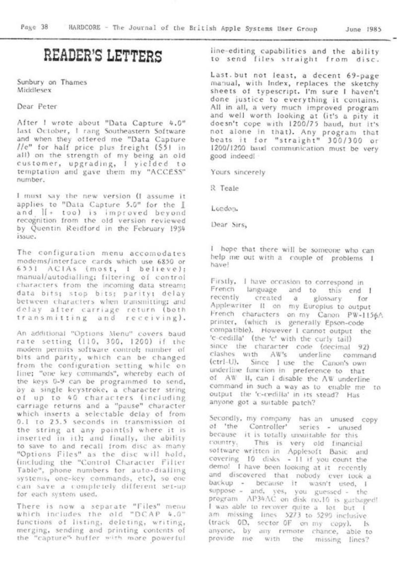 Hardcore Volume 5 No. 3 1985 06 BASUG GB — page 38