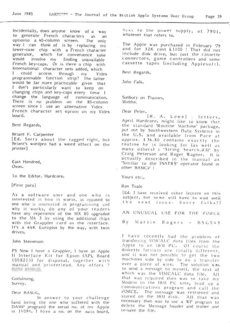Hardcore Volume 5 No. 3 1985 06 BASUG GB — page 39